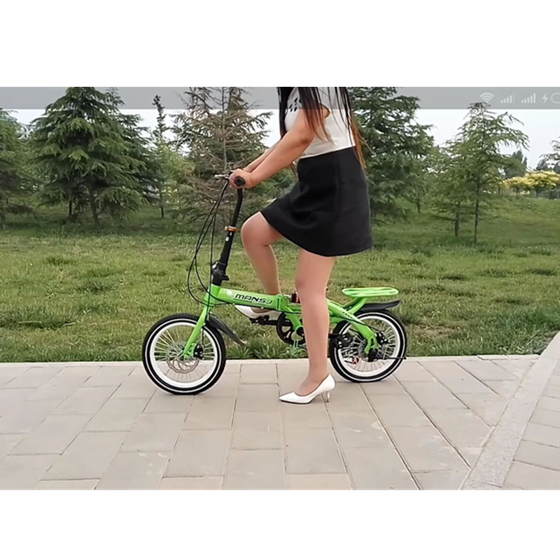 14 16 Inch Fold Variable Speed Bicycle Double Disc Male Women's Vehicle Mountain Country Folding Bike Universal For Adults And Children