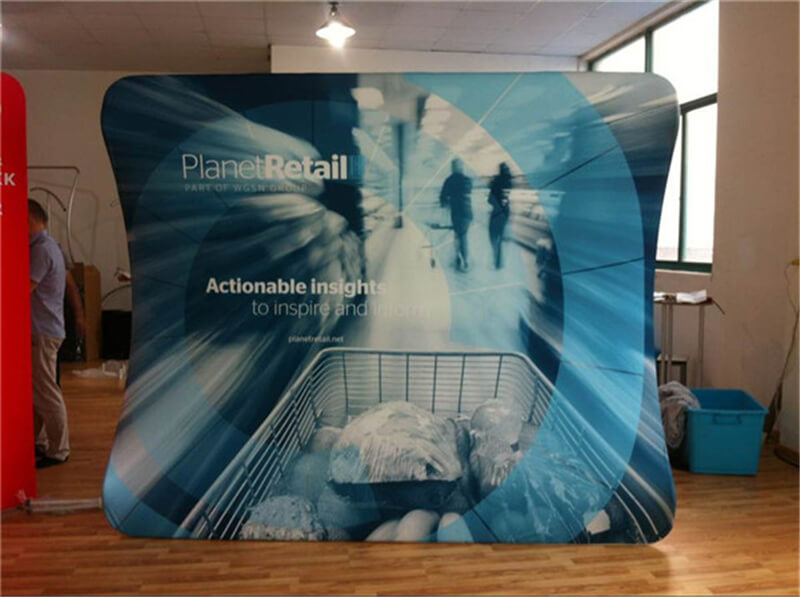 Smart Expo 17ft Special Design Aluminum Tube Tension Fabric Portable Trade Show with Aluminum Tubes Structure Custom Printing Graphic