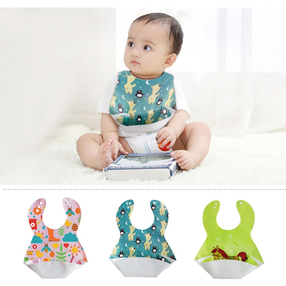 Printed stock selling baby products China supplier washable waterproof PEVA baby bib