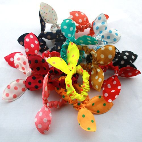2015 New Pony Tail Holder For Women and Kids Mix Colors Mix style Wholesale Flower Dot Peach Hearts Rabbit Rabbin Cloth Hair Accessories