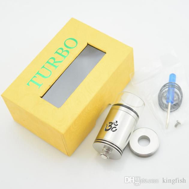 Newest arrive Turbo RDA Atomizer Turbo Atomizer 22mm Creating Thicker and Denser Clouds with peek insulator Turbo RDA E Cig DHL Free
