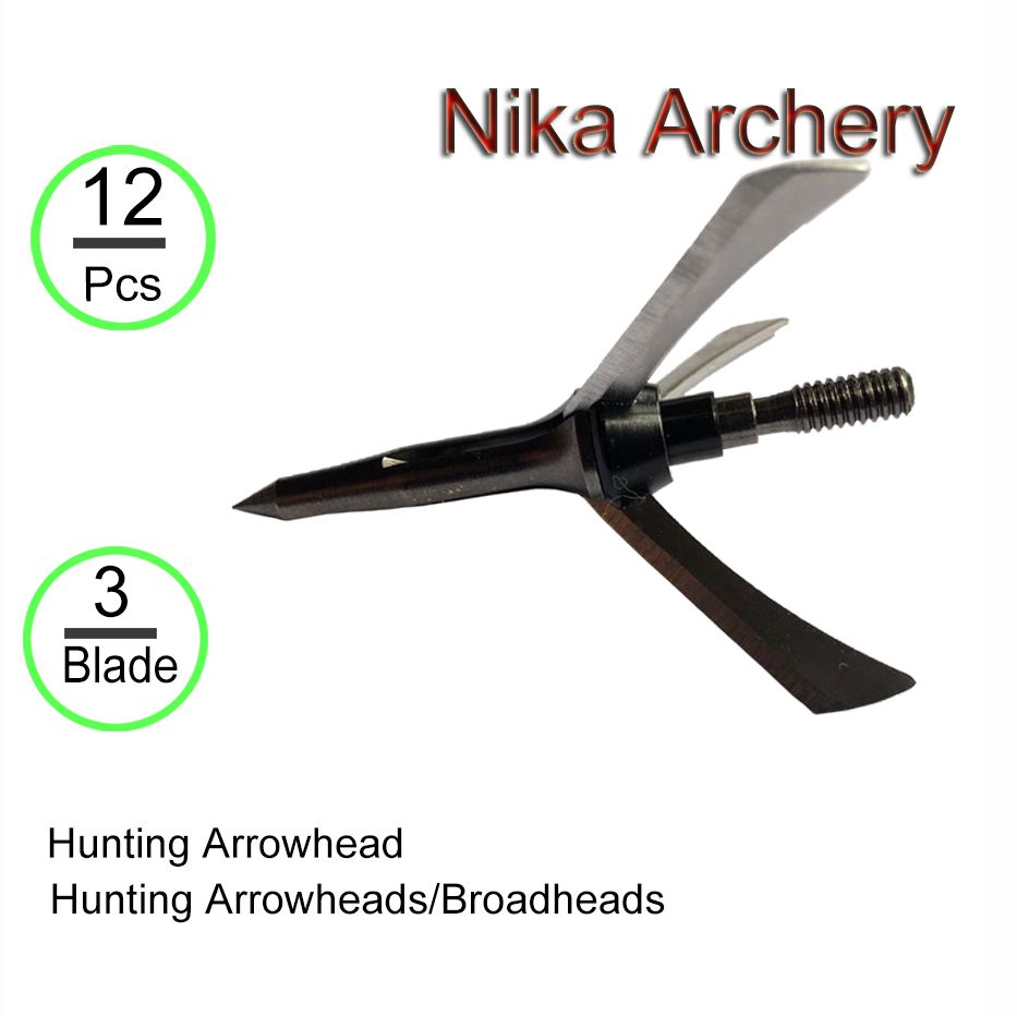 Archery Black Hunting 2&amp;quot; cut Mechanical Hunting Broadhead 3Blades Points 125gr Bow and Crossbow Arrowhead Archery Head Arrows