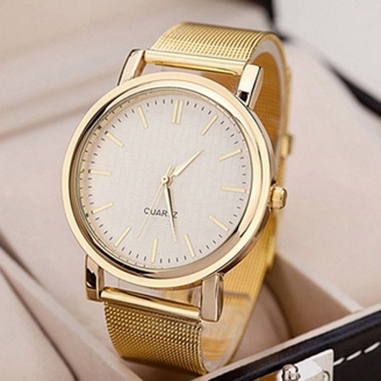 Exquisite Women&amp;#039;s Quartz Wrist watch Gold Mesh Band Watches SCWH