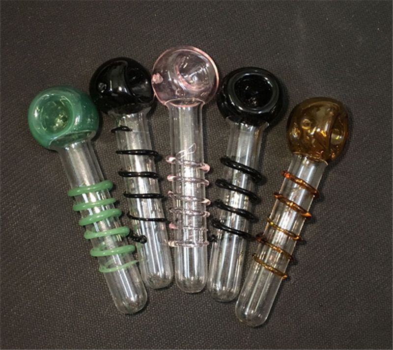 ASD0007 Smoking Handle Pipes 6 Colors Smoking Pipes High Quality Burner Oil Burner Dab Rig Recycle Bong Water Pipes