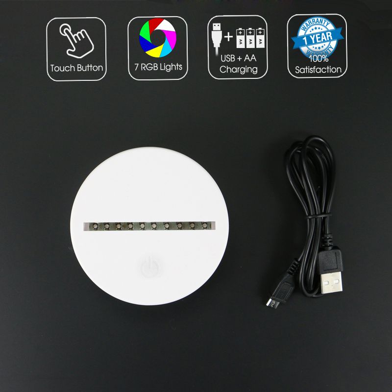 7 RGB Lights LED Lamp Base for 3D Illusion Lamp 4mm Acrylic Light Panel AA Battery or DC 5V Factory Wholesale