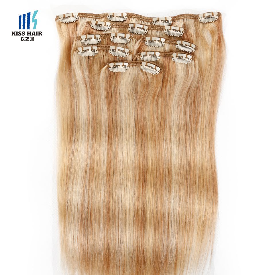Full Head Clip In Human Hair Extensions 22 24 Inches Piano Color