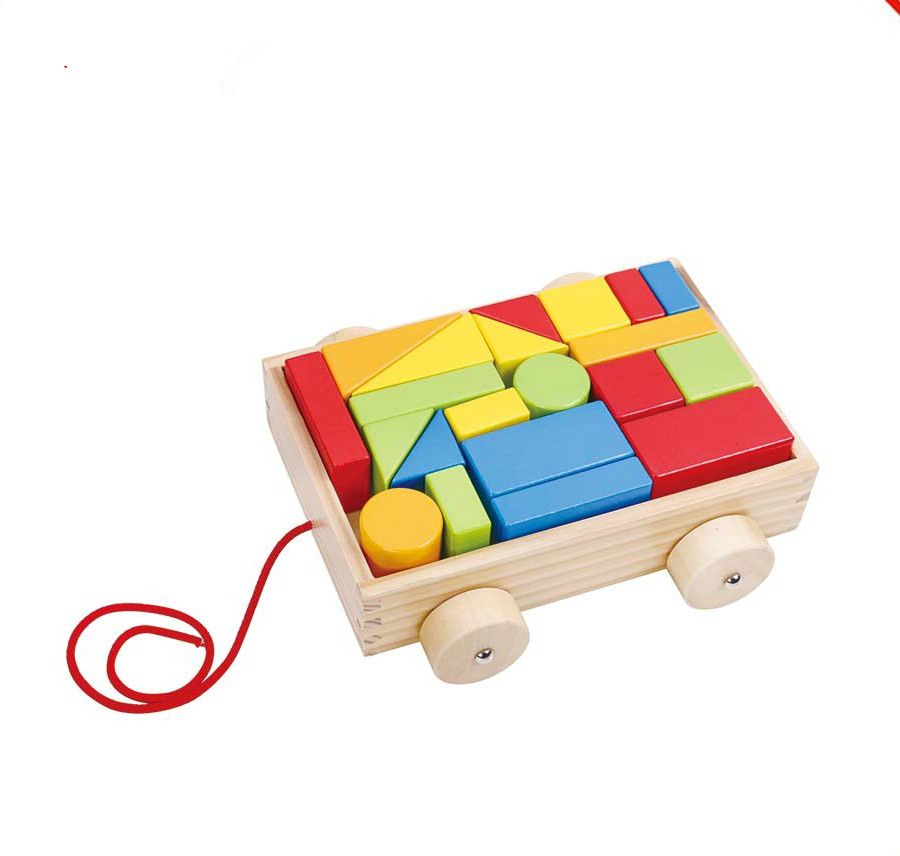 wooden baby walker with block set