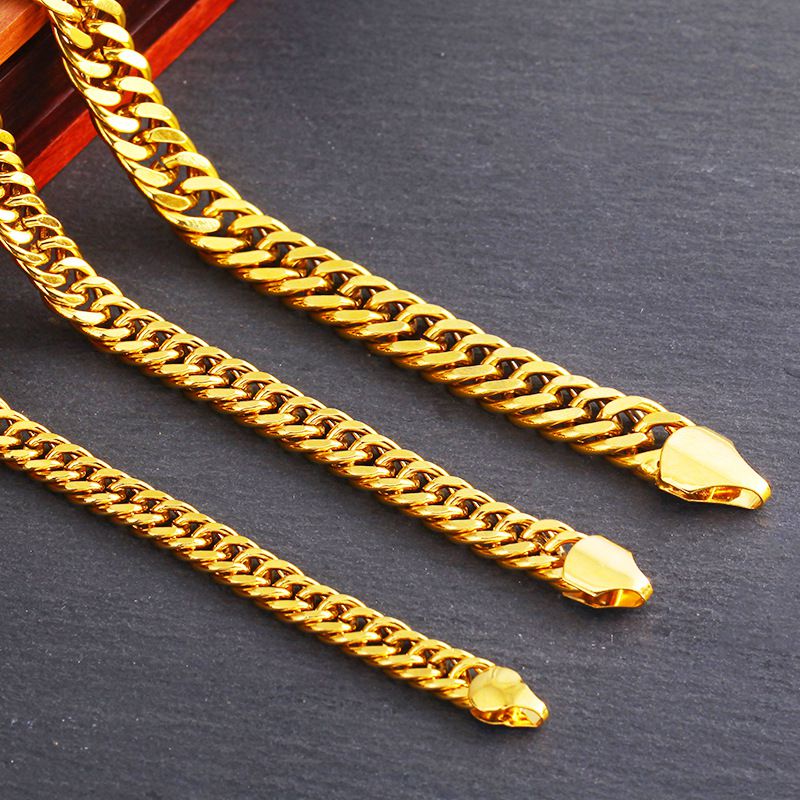 Men's Necklace Fashion Simple Double Buckle Gold Plated Necklace