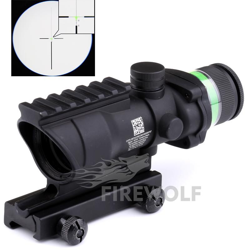 2017 Black&tan color Tactical Trijicon acog style 4x32 rifle scope red dot Red Optical fiber 20mm Rail