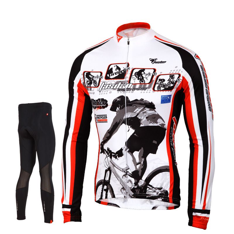 Tasdan Long Sleeve Cycling Jersey Set Breathable Quick Dry Mountain Bicycle Racing Bike Sportswear Cycling Clothing for Men