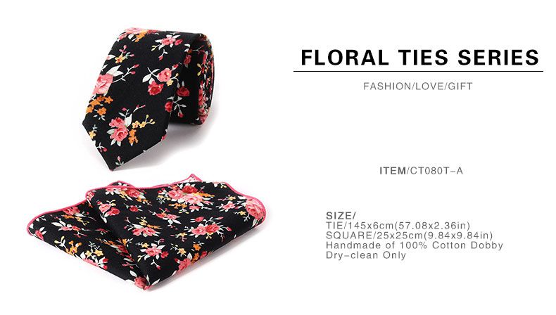 TIESET Multicolor Vintage Floral Pattern Gentleman Necktie & Pocket Square Set Pastoral Style Retro Groom Casual Free Shipping