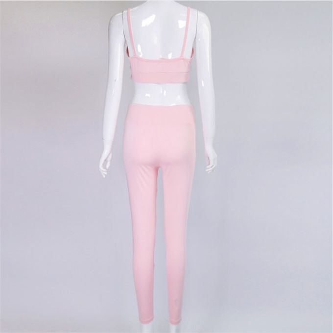Sports Wear Yoga Set Women Pink Workout Clothes Exercise Clothing Dance Fitness Set Jogging Female Hollow Out Sport Suits Sports Yoga Set