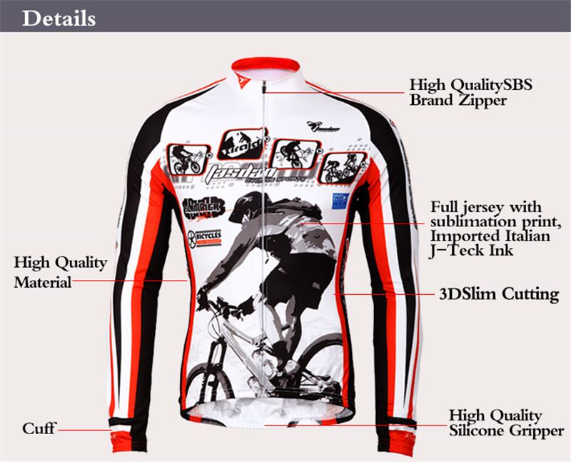 Tasdan Long Sleeve Cycling Jersey Set Breathable Quick Dry Mountain Bicycle Racing Bike Sportswear Cycling Clothing for Men