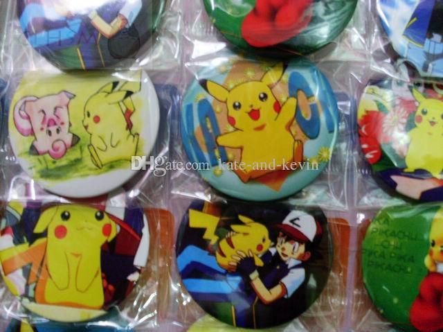 48pcs/set 4cm Pokemon pikachu Badges Kid Gift Pin Badge Novelty Cartoon Accessories Free shipping