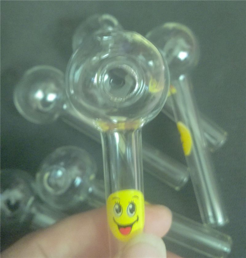 Glass Pipes Thick Glass Smoking Pipes With Smile Emoji Logo 4inch Glass Oil Burner For Smoking Best Design