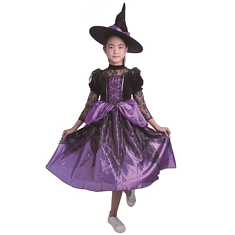 wholesale witch skirt Children Girl Party Mascot Clothing Magician Cloak Masquerade Stage Halloween perform Costumes Kids play