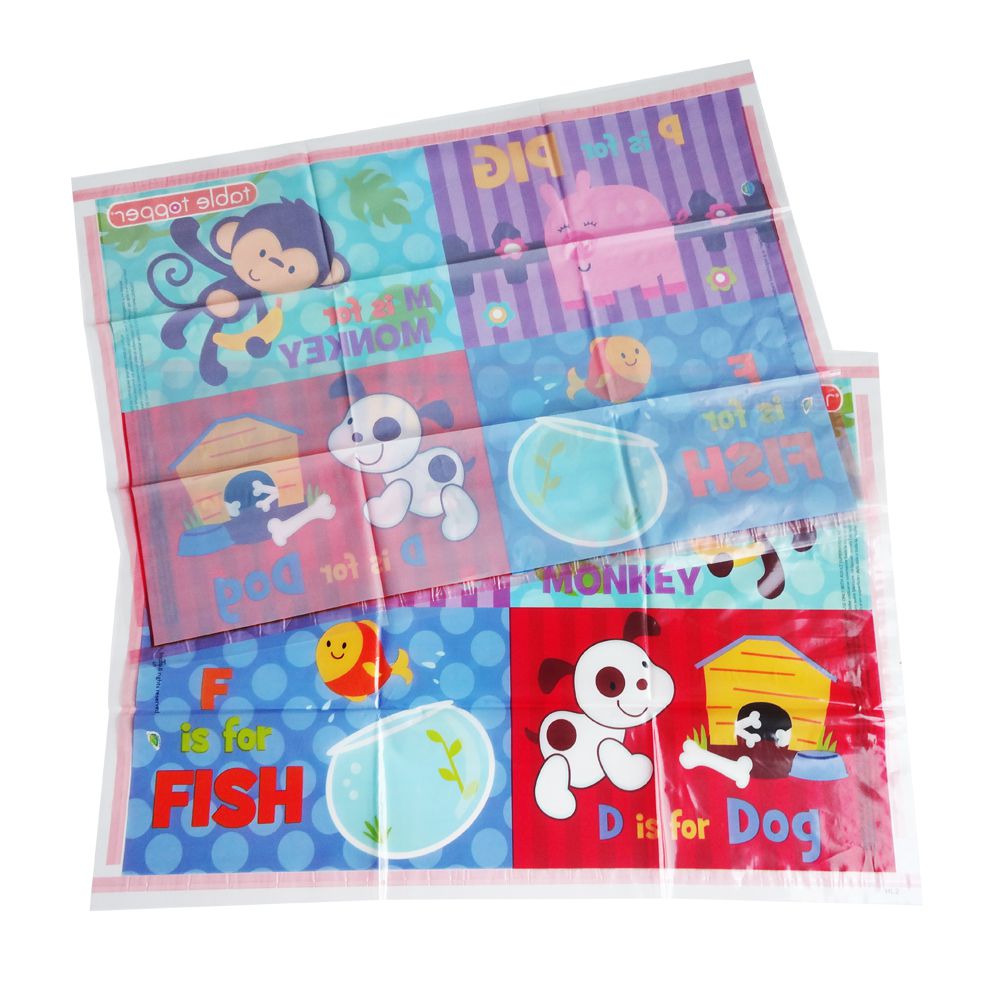 Eco-friendly colorful plastic disposable table topper placemat for children
