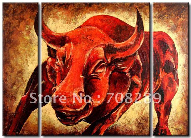 discount red cow oil painting Modern absatract art wall oil paintings canvas adornment pop gift new A332