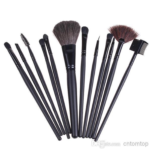 2 sets/lot, 12 PCS Makeup Make Up Make-up Brushes Brush Set with Black Leather Case H4452