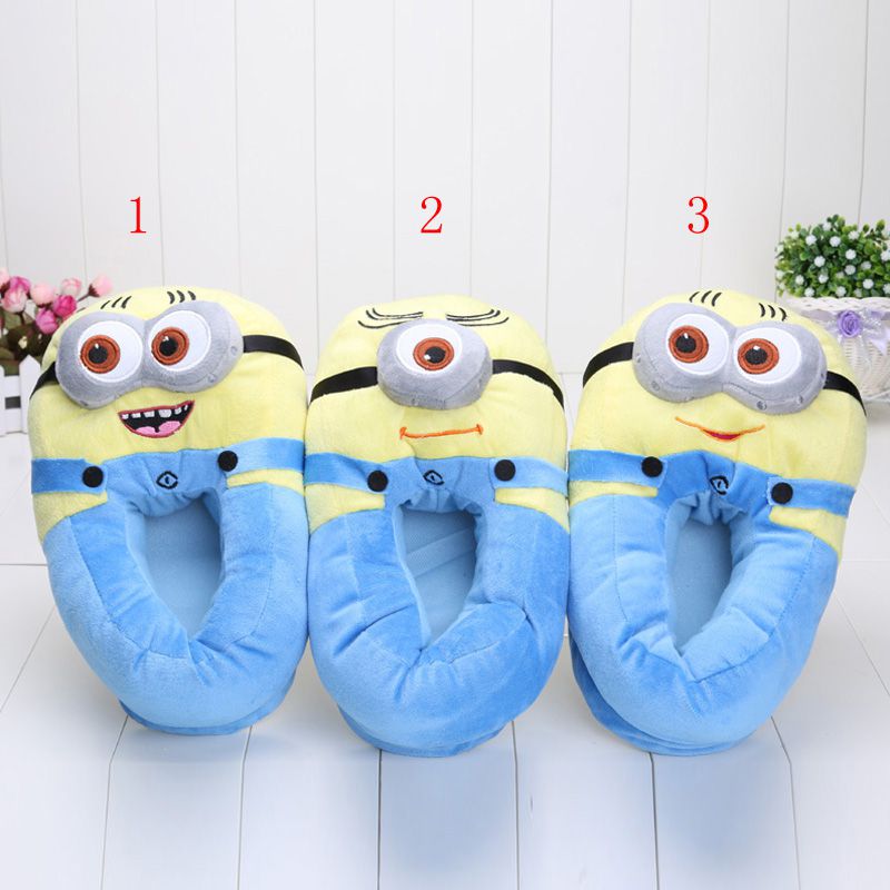 1Pair 11&#039;&#039; Despicable Me Plush Stuffed Slippers Cuddly Fluffy Collectible Jorge Dave Stewart home slippers