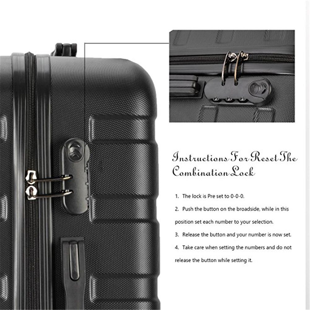 Resena Lightweight ABS Travel Rolling Luggage Set Spinner Wheel Bag School HardSide Suitcase