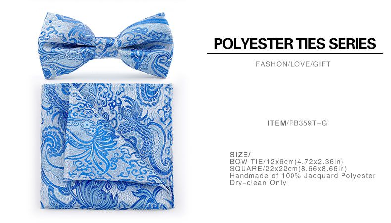 TIESET Polyester Paisley Bow Tie & Hanky Set Floral Bow Tie for Business Ocation and Formal Suit Free Shipping