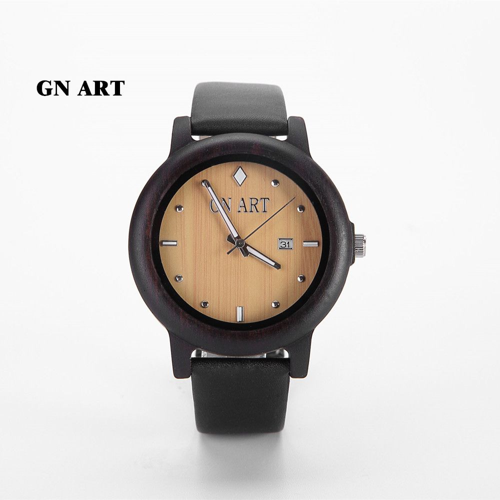 Men's Wood Watch, Bamboo and Sandalwood with Quartz Movement