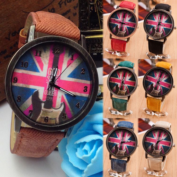 2017 Casual PU British Flag Leather Watch Men And Women Fashion Watches Restoring Ancient Ways Watch New Design WH-073 SCWH