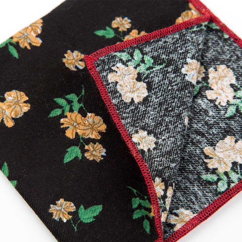 TIESET Men&#039;s Floral Cotton Bow Tie & Pocket Square Set Vantage Classic Gentleman Fashion Flower Free Shipping