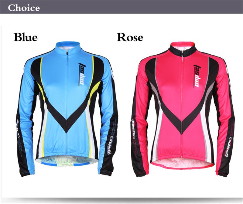 Tasdan Anti UV Cycling Jerseys Summer Outdoor Sportswear Bike Jersey Cycling Clohing Bicycle Long Sleeves Rose and Blue Colors