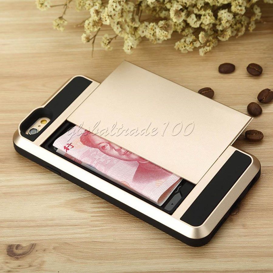 Luxury Slim Hybrid Credit Card Pocket Wallet Pouch Phone Case For iPhone X 8 7 6S Plus Sumsung Note 8 S8 Plus Cases