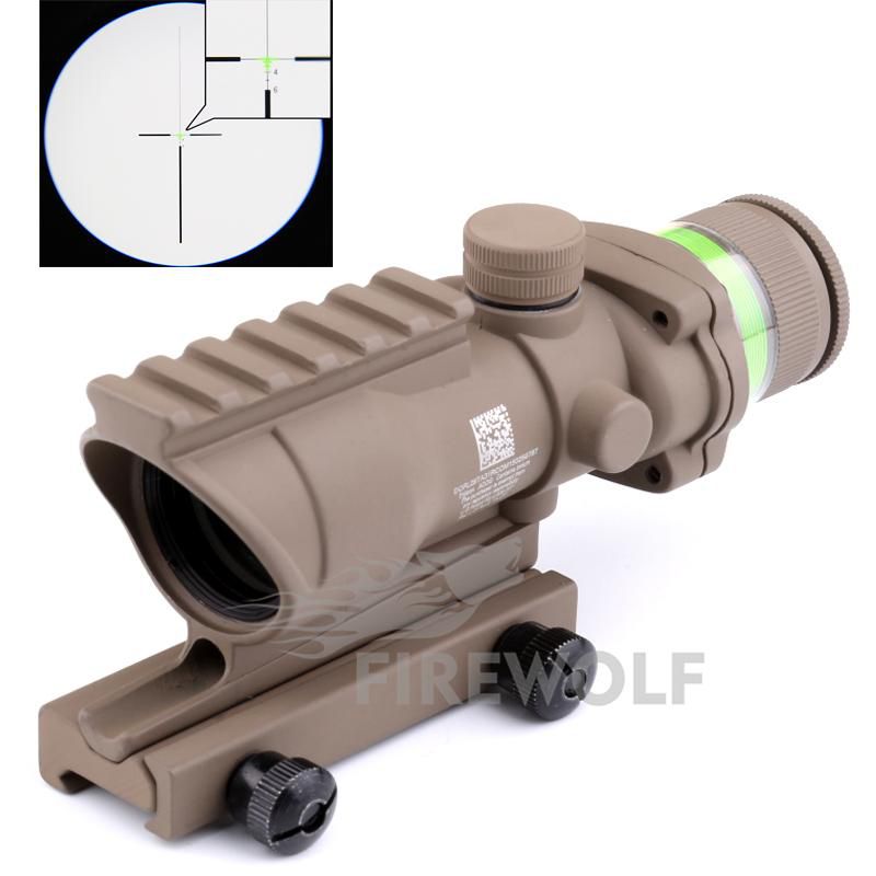 2017 Black&tan color Tactical Trijicon acog style 4x32 rifle scope red dot Red Optical fiber 20mm Rail