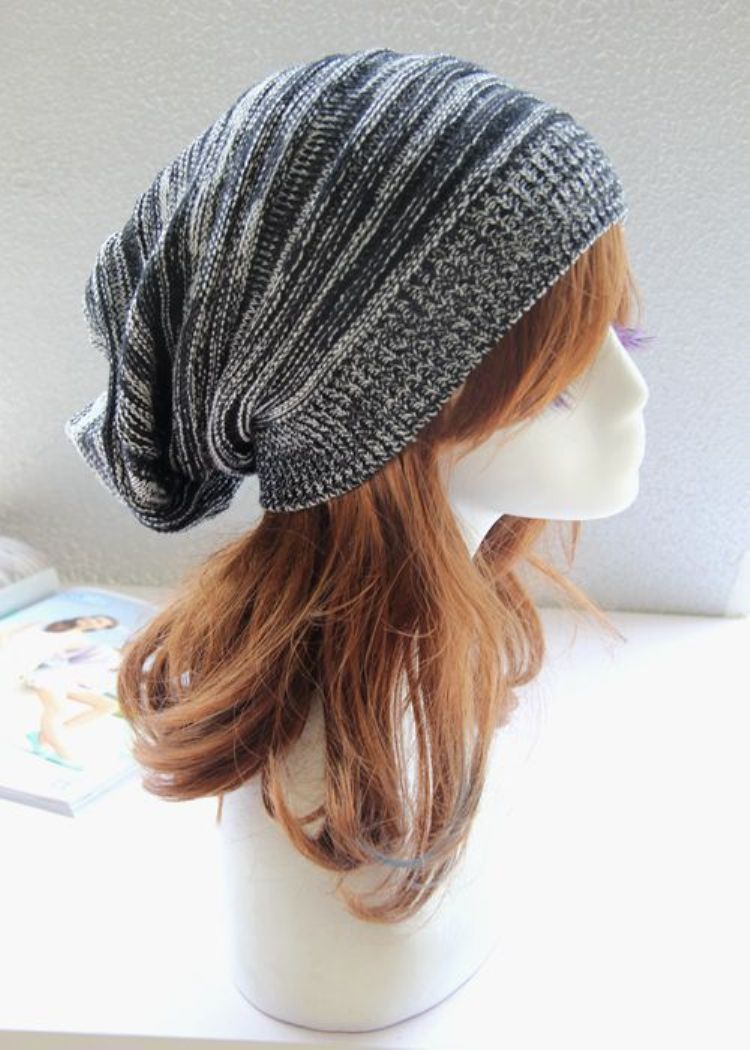 Two-tone Pleated Women&#039;s Hat Spring Autumn Hip-hop Knit Woolen Cap Elastic Striped Beanie Mix Color Adult Hat for Lady Resort Sport