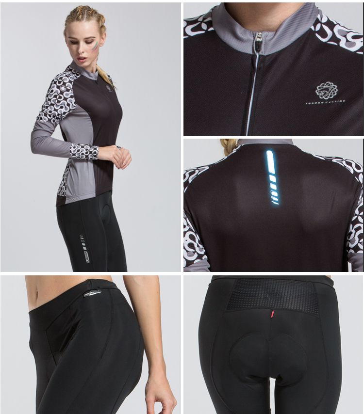 Tasdan Cycling Wear Cycling Clothes Cycling Jersey Sets Quick Dry Mountain Bicycle Racing Bike Sportswear Gray for Women&#039;s