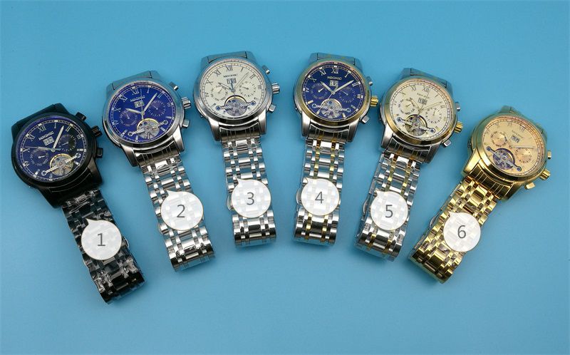 IPG IPS IPB Mechanical Automatic Watch Men's Stainless Steel Multi-function Large Calendar Flywheel Watch Luxury Brand Watches