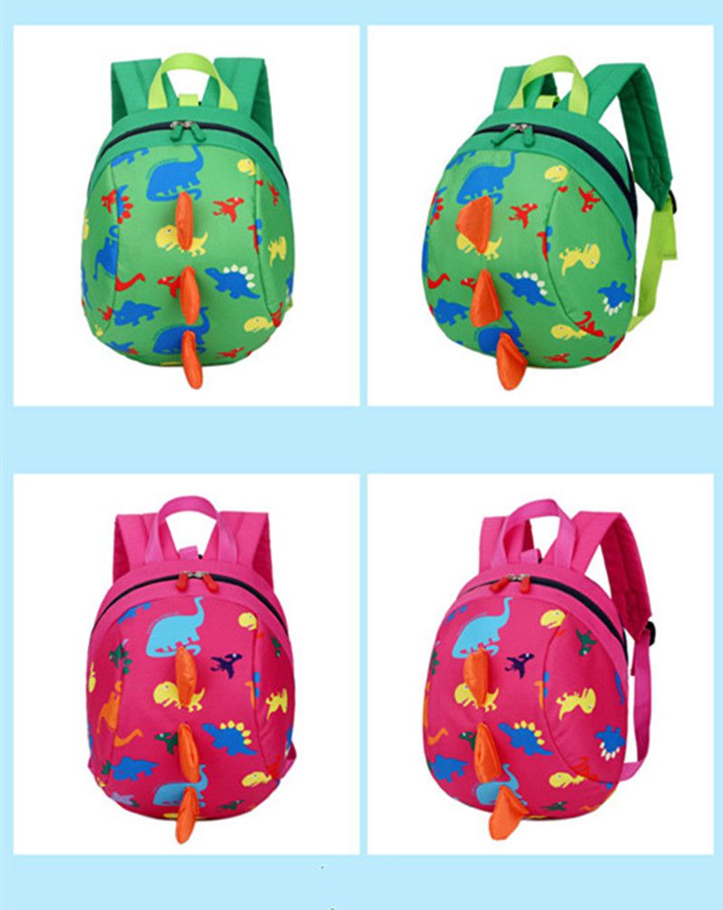 Dinosaur School Bags 26CM 10.3inch Cartoon Animals pig Panda Monkey Backpacks Plush Shoulder Bag Schoolbag Toddler Monster Unicorns Green