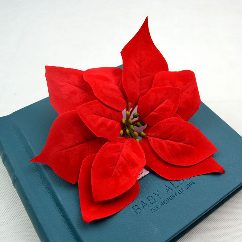 Artificial Flowers X'mas Poinsettia Christmas Leaves for Party Decoration