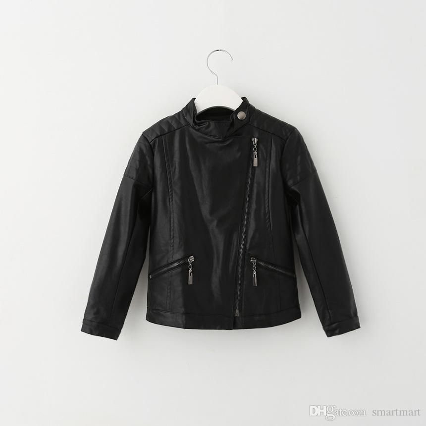 2015 Hot Sell Kids Pu Leather Jackets Outwears Motorcycle Slide Zipper Jacket Western Fashion Children&#039;s Boys Girls Winter Warm Outwear