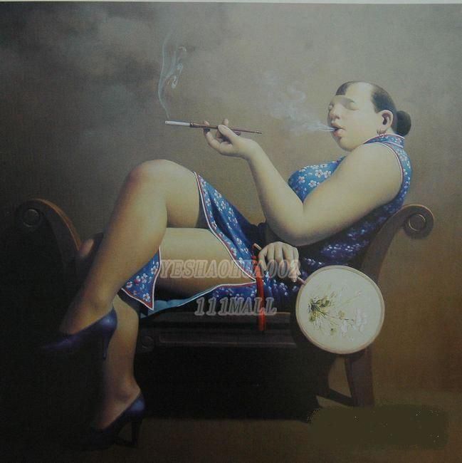 oil painting on canvas wall art present High quality Famous Chinese painter BaoJun Liu Humor, irony Modern Oil Painting 11