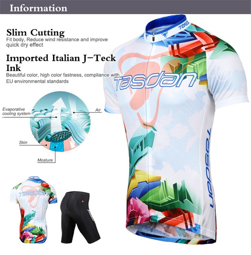 Tasdan Cycling Jerseys Sets Clothing Cycling Wear Men Short Sleeve Bicycle Jerseys Suit Custom Cycling Jerseys & Short Sets Gel Pad