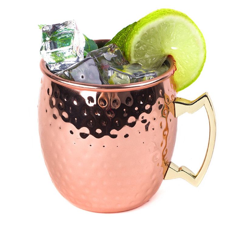 Moscow Mule Mugs Hot copper plating Stainless Steel Drinkware Cocktail Beer Wine Glass Coffee Stainless Steel-copper Plated cups 500ml DHL