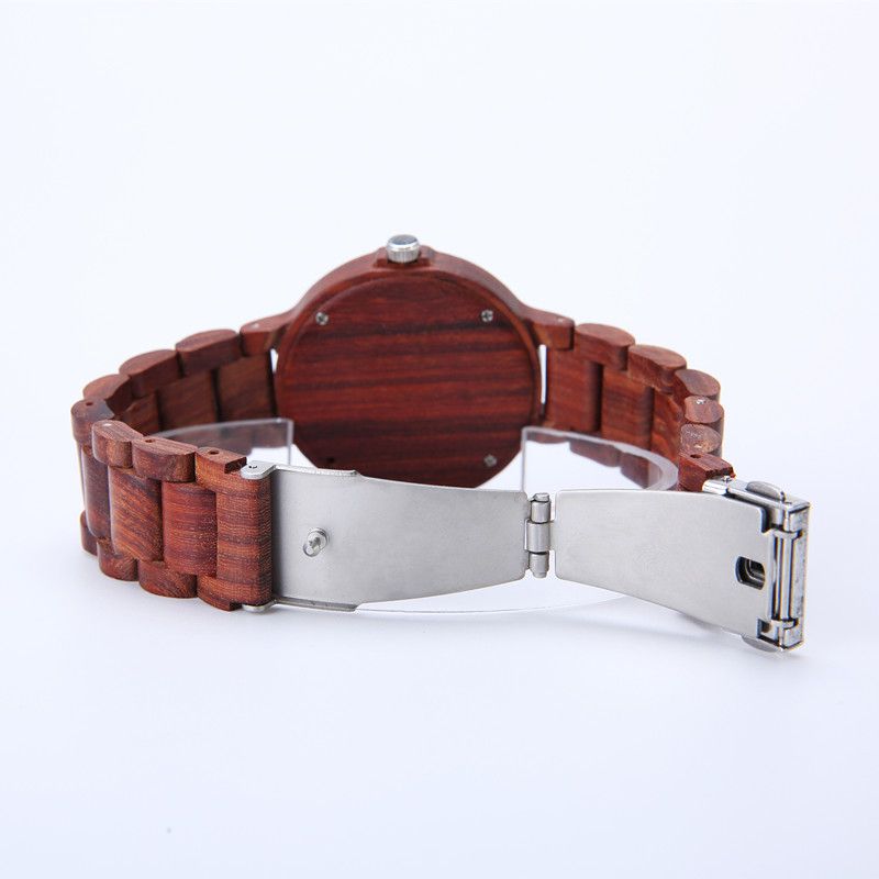 Red ebony Wooden Watch with Quartz Movement Casual Watches