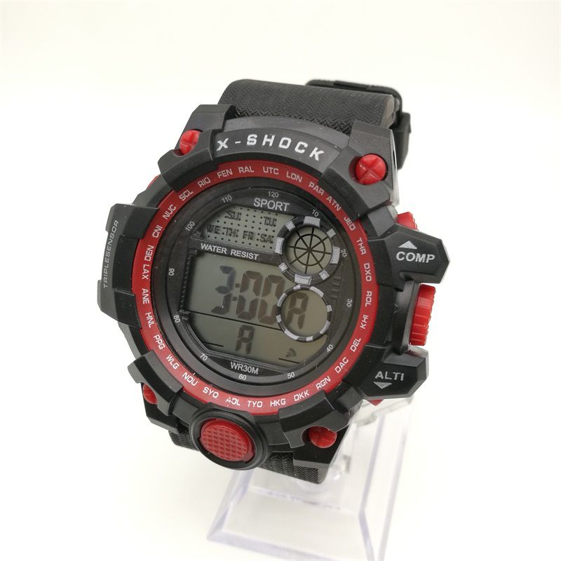 M619 LED Watch Men's PU Strap Cold Light Show Running Alarm Time Multi-Function Watch Military Shock Sports Leisure Watch