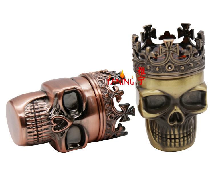 120pcs/lot New Arrive King Skull Shape Metal Tobacco Grinder Herb Smoke Grinders Hand Muller Magnetic free shipping[SKU:S004]