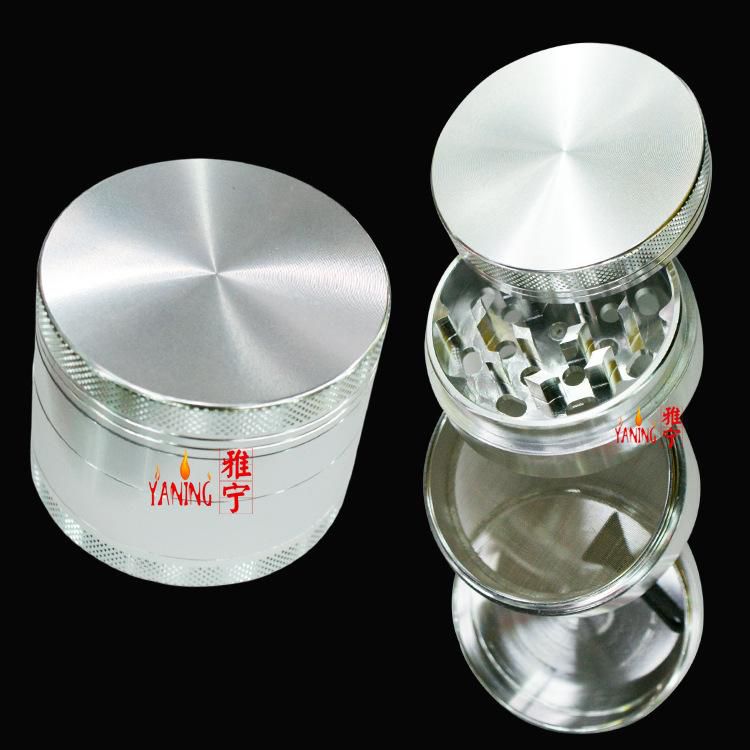 2.15&quot; Dia 55mm 4 parts tobacco grinder metal silver color fast smooking tools CNC teeth filter Smoking Accessories A005