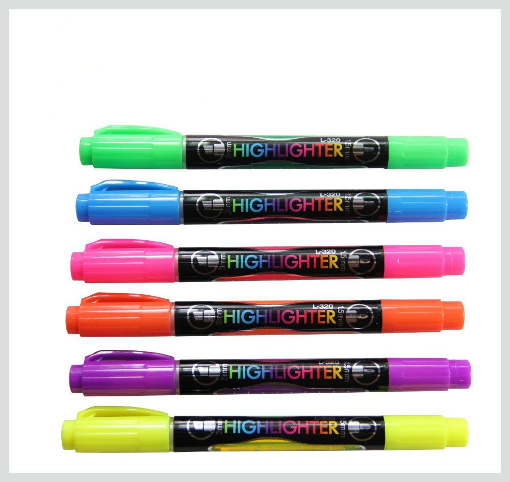 Double tips liquid ink fluorescent color highlighter marker pen