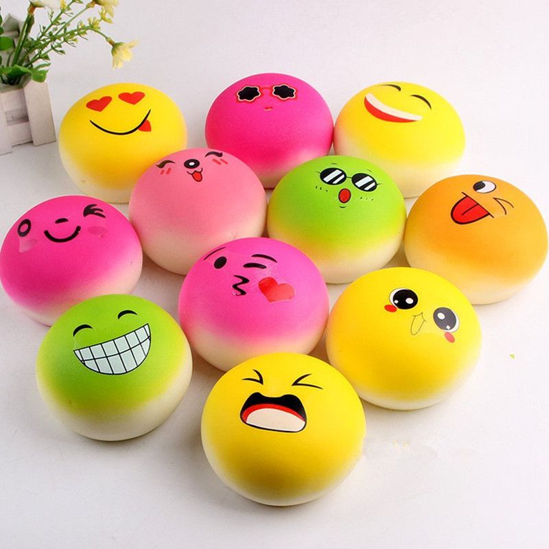 Bread Cream Emoji Squeeze Toys Happy Face Angry Hand Stress Balls 4inches 10CM Anti-Stress Mesh Face Reliever Decompression Novelty Squishy
