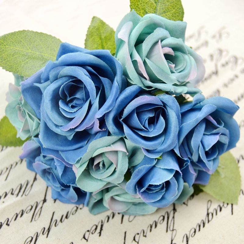 7 Heads Artificial Silk Rose Bouquet for Restaurant Wedding and Banquet Decoration Fabric Fake Artificial Flowers