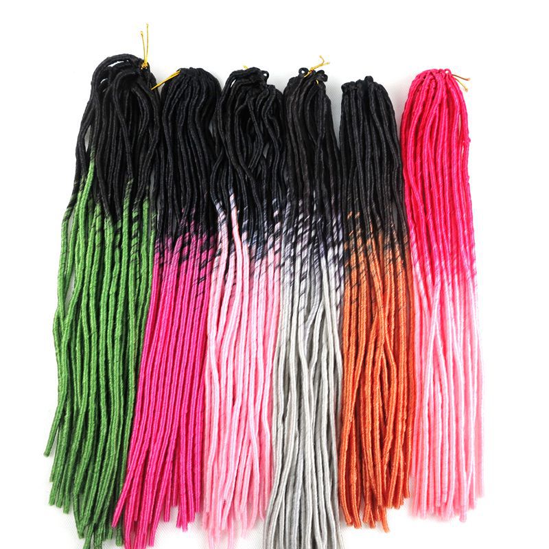 Ombre Faux Locs Crochet braiding hair pieces kanekalon Synthetic braids twist hair 20inch 100g two tone hair extensions