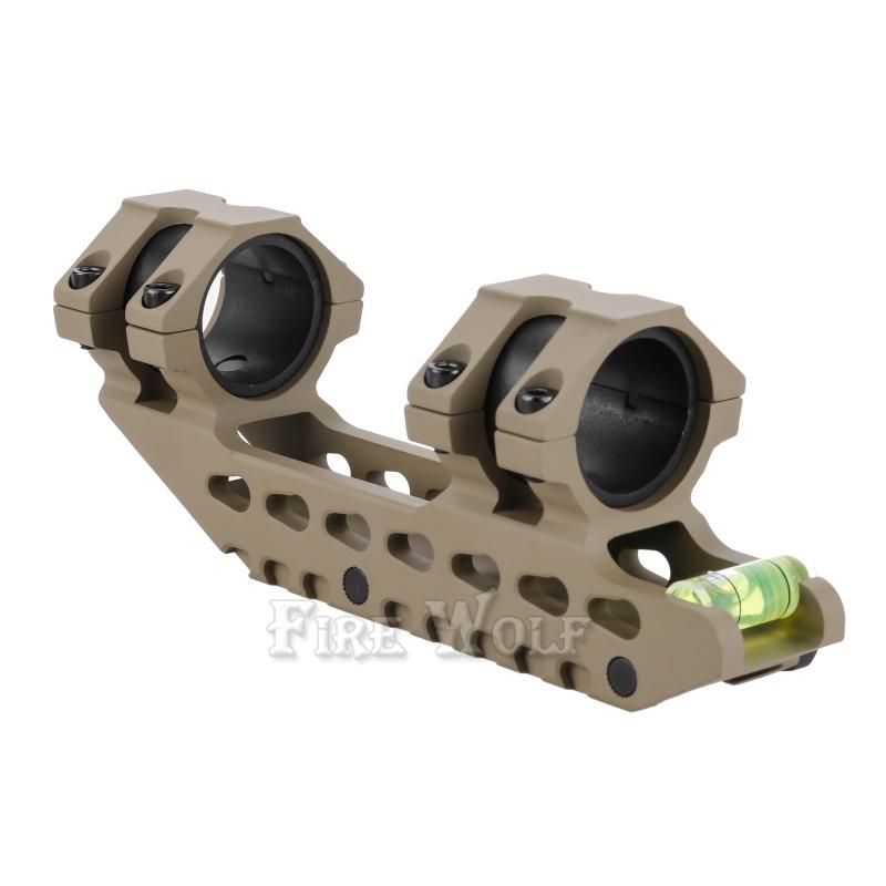 FIRE WOLF 30 /25.4 mm Offset Picatinny Weaver Hunting Rifle Scope Rings Mount Bidirectional with Bubble Level Rail Mounts